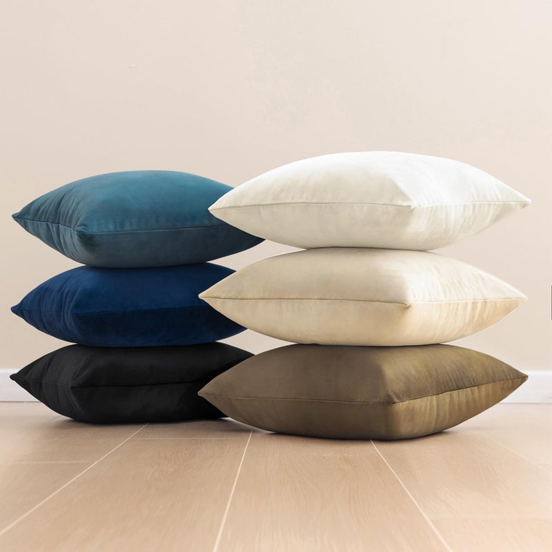 Phantoscope Pack of 2 Velvet Decorative Throw Pillow Covers Soft Solid Square Cushion Case for Couch Navy Blue 18 x 18 inches 45 x 45 cm - Image 5